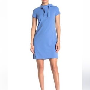 Vince Camuto Periwinkle Cap Sleeve Bow Neck Shift Dress